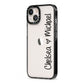 Personalised Couples Names Handwritten Black Clear iPhone 13 Black Impact Case Side Angle on Silver phone