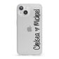 Personalised Couples Names Handwritten Black Clear iPhone 13 Clear Bumper Case