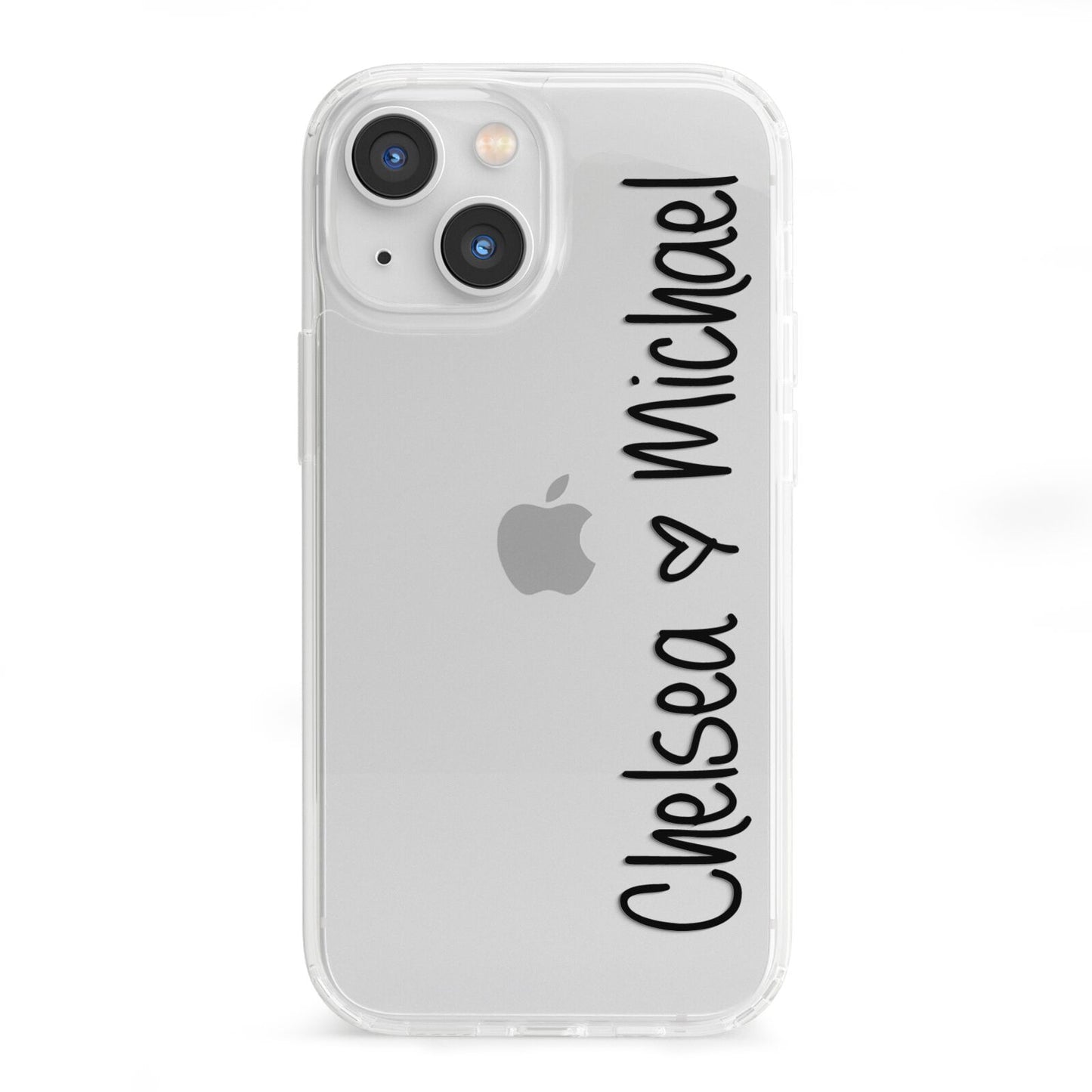 Personalised Couples Names Handwritten Black Clear iPhone 13 Mini Clear Bumper Case