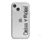 Personalised Couples Names Handwritten Black Clear iPhone 13 Mini TPU Impact Case with White Edges