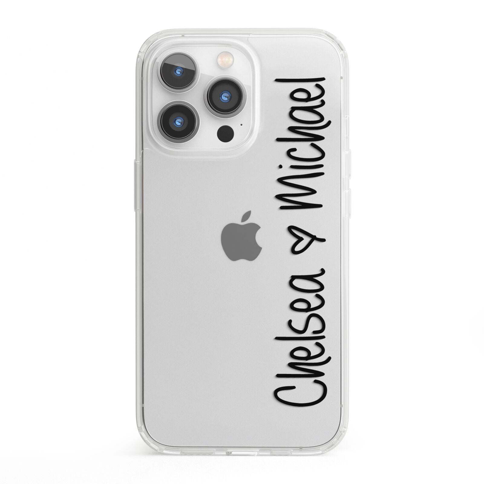 Personalised Couples Names Handwritten Black Clear iPhone 13 Pro Clear Bumper Case