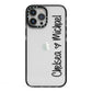 Personalised Couples Names Handwritten Black Clear iPhone 13 Pro Max Black Impact Case on Silver phone