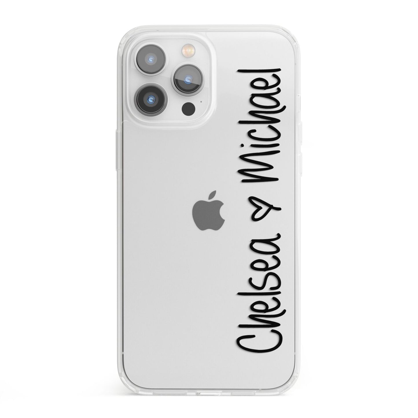 Personalised Couples Names Handwritten Black Clear iPhone 13 Pro Max Clear Bumper Case