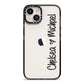 Personalised Couples Names Handwritten Black Clear iPhone 14 Black Impact Case on Silver phone