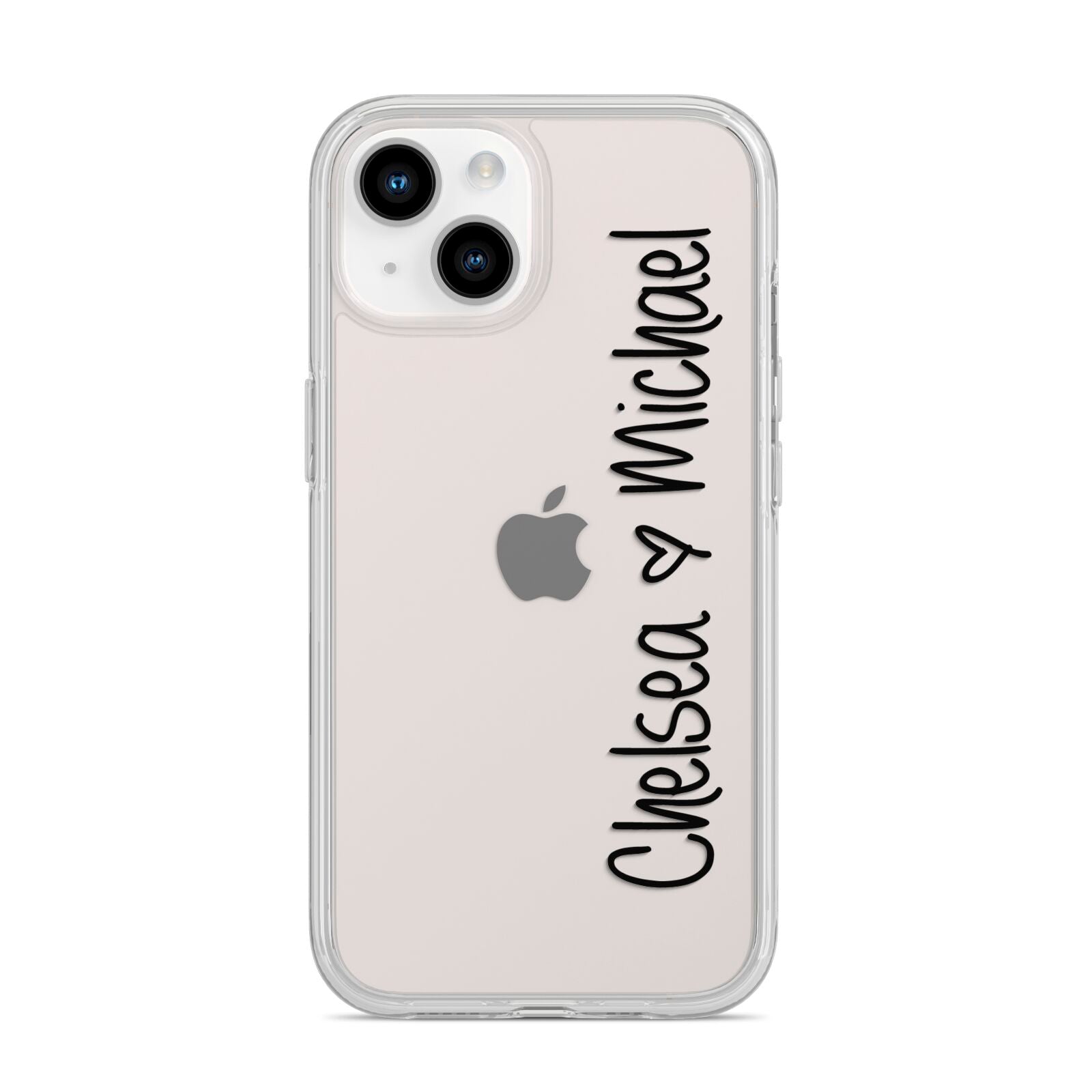 Personalised Couples Names Handwritten Black Clear iPhone 14 Clear Tough Case Starlight
