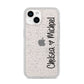 Personalised Couples Names Handwritten Black Clear iPhone 14 Glitter Tough Case Starlight