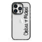 Personalised Couples Names Handwritten Black Clear iPhone 14 Pro Black Impact Case on Silver phone