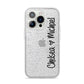 Personalised Couples Names Handwritten Black Clear iPhone 14 Pro Glitter Tough Case Silver