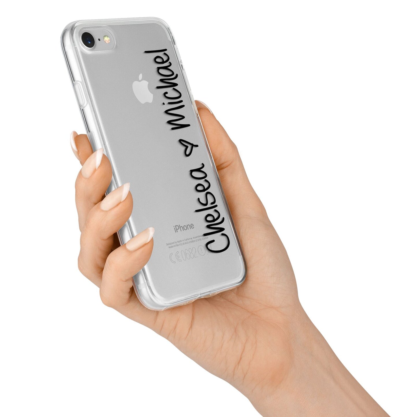 Personalised Couples Names Handwritten Black Clear iPhone 7 Bumper Case on Silver iPhone Alternative Image