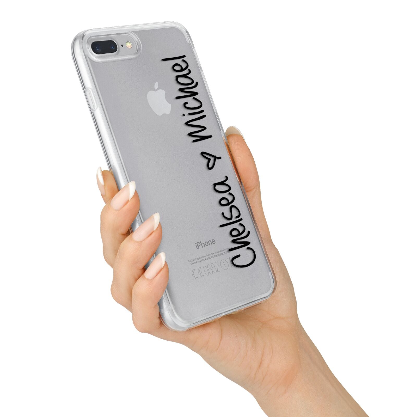 Personalised Couples Names Handwritten Black Clear iPhone 7 Plus Bumper Case on Silver iPhone Alternative Image