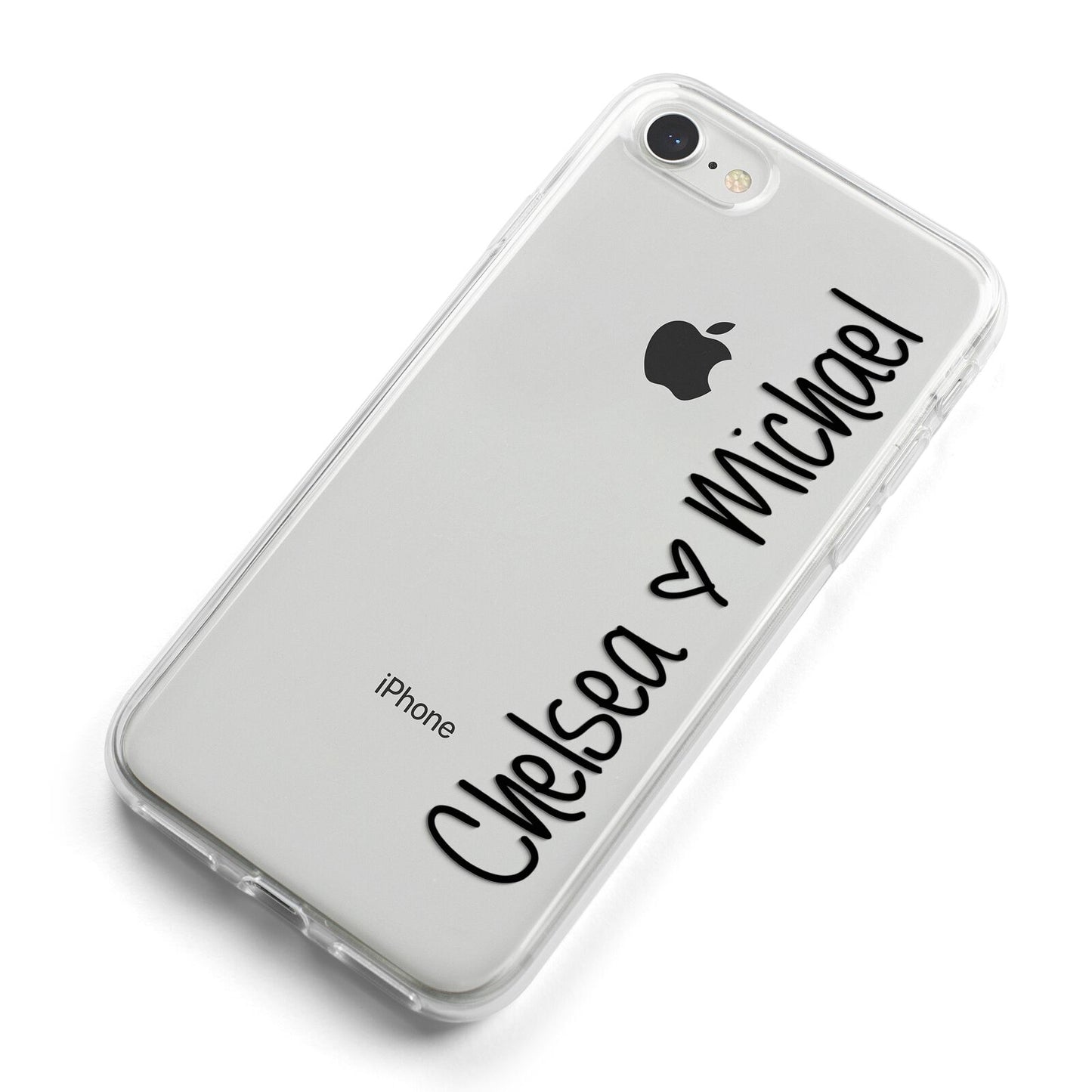 Personalised Couples Names Handwritten Black Clear iPhone 8 Bumper Case on Silver iPhone Alternative Image