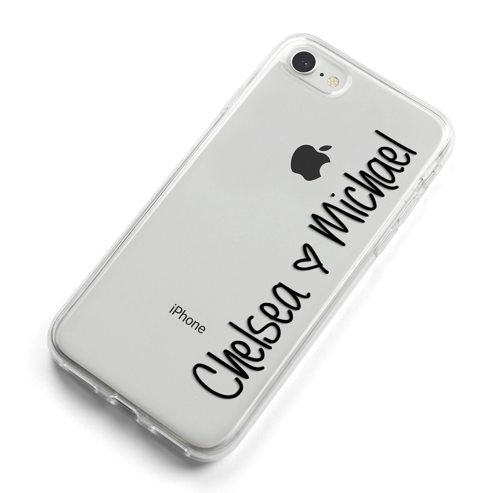 Personalised Couples Names Handwritten Black Clear iPhone 8 Bumper Case on Silver iPhone Alternative Image