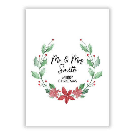 Personalised Couples Wreath A5 Flat Greetings Card