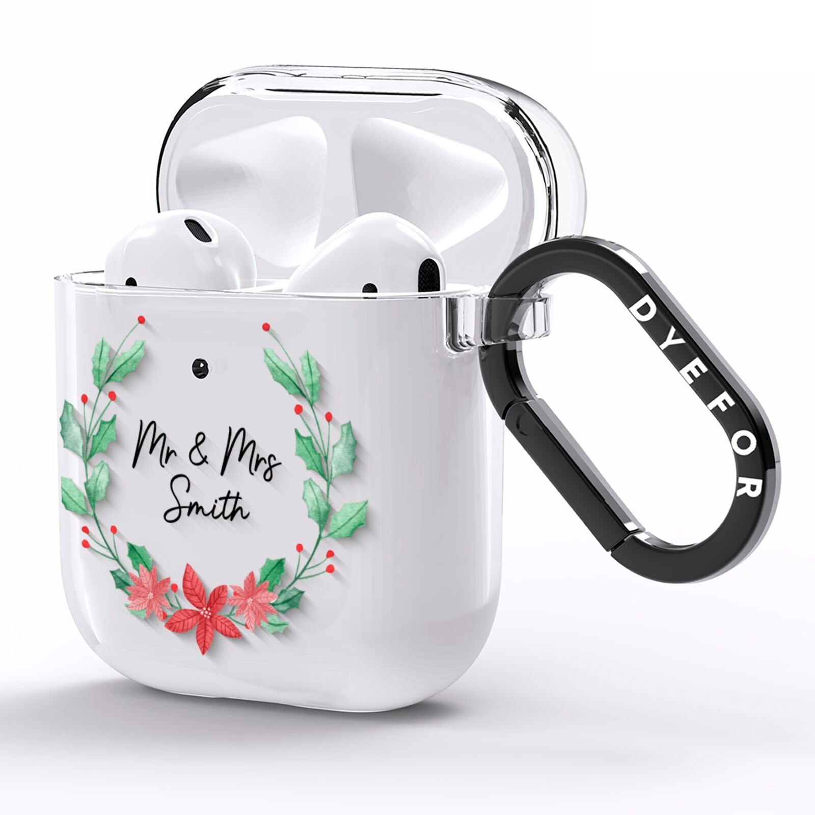 Personalised Couples Wreath AirPods Clear Case Side Image