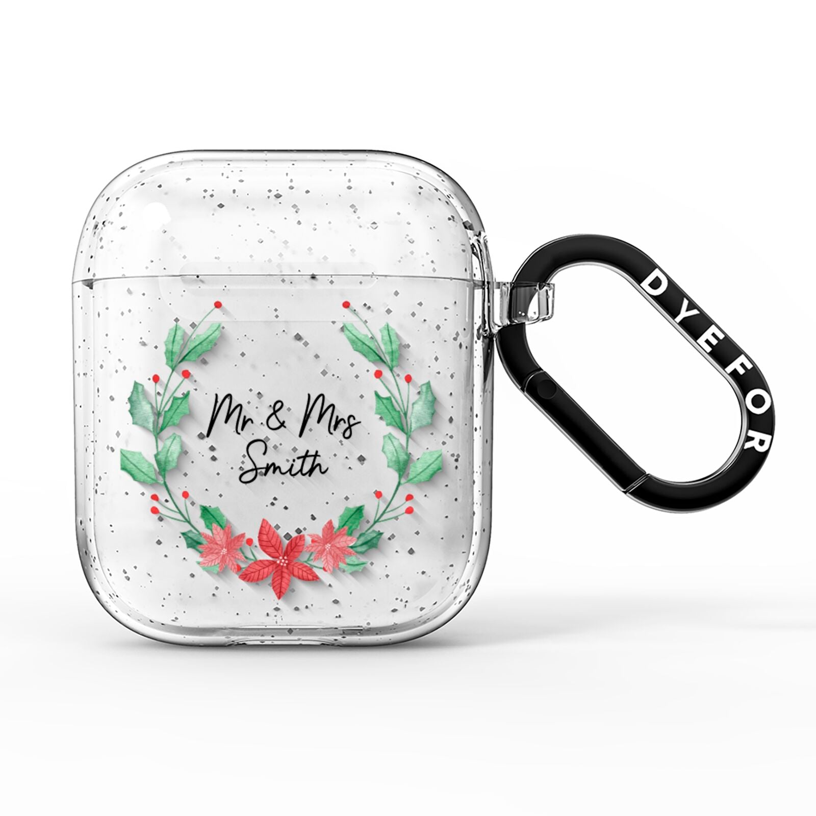 Personalised Couples Wreath AirPods Glitter Case