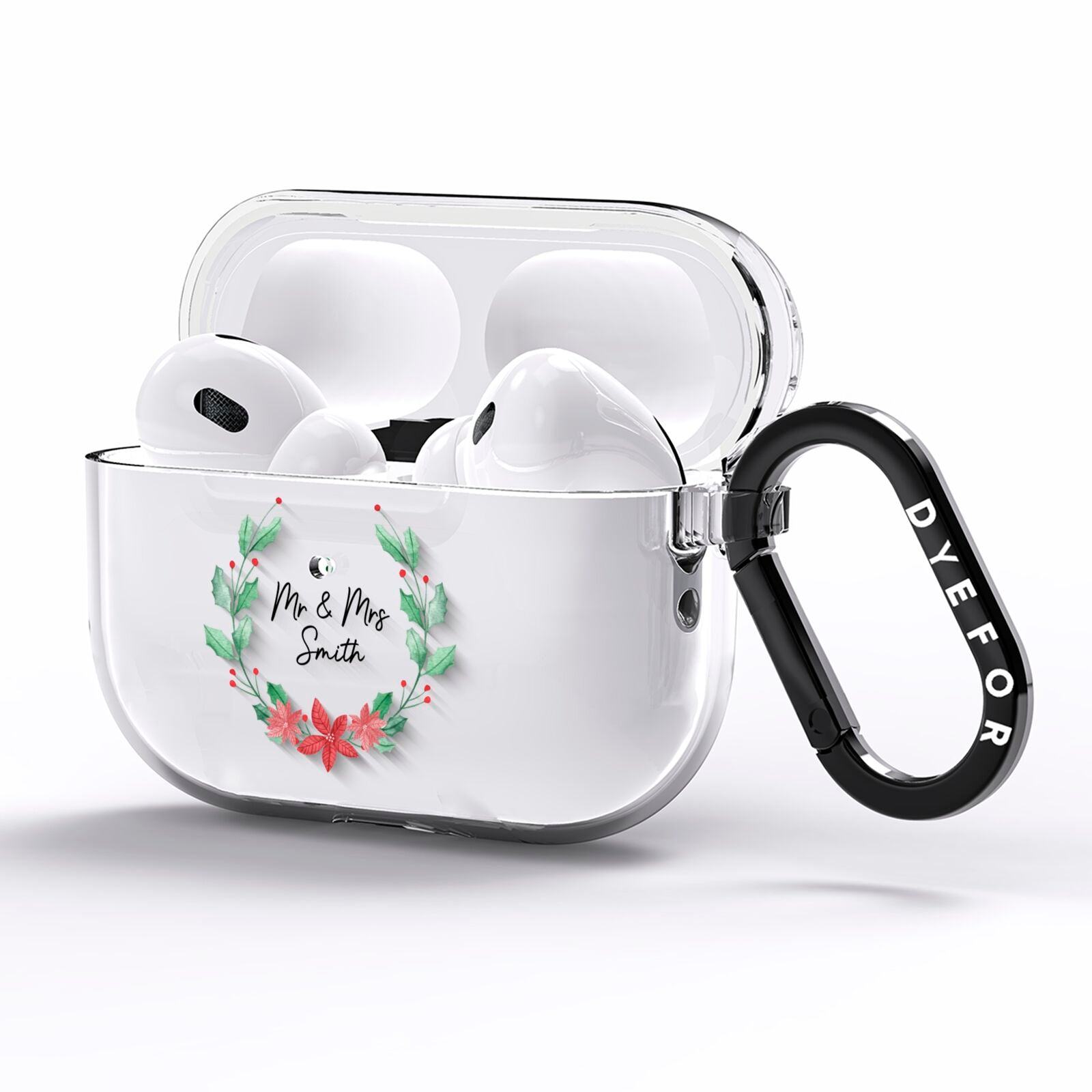 Personalised Couples Wreath AirPods Pro Clear Case Side Image