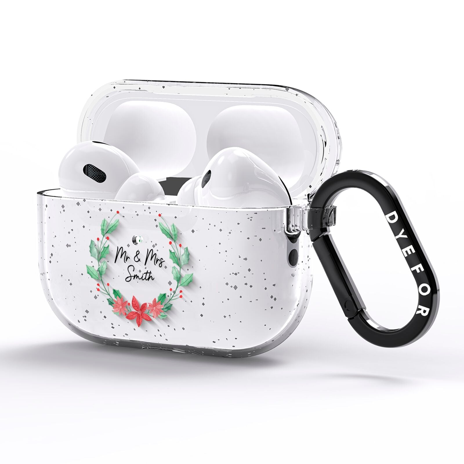 Personalised Couples Wreath AirPods Pro Glitter Case Side Image