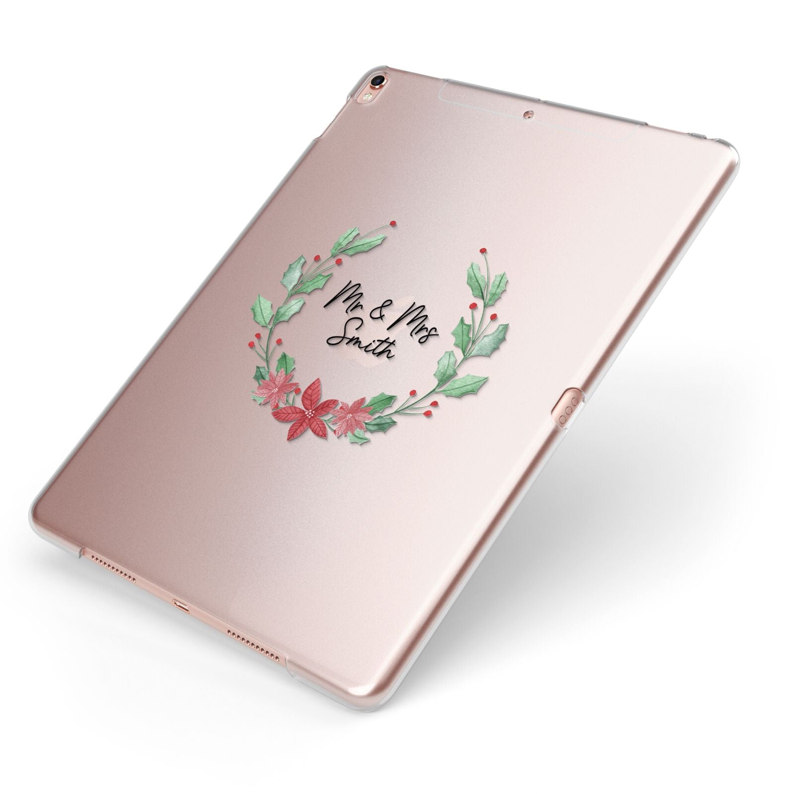 Personalised Couples Wreath Apple iPad Case on Rose Gold iPad Side View