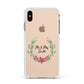 Personalised Couples Wreath Apple iPhone Xs Max Impact Case White Edge on Gold Phone