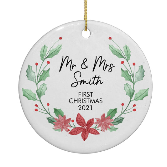 Personalised Couples Wreath Circle Decoration