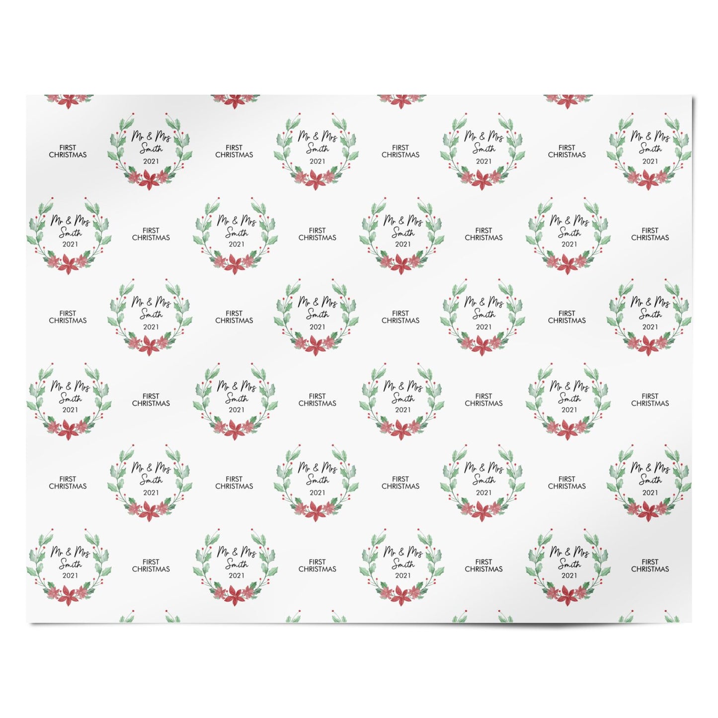 Personalised Couples Wreath Personalised Wrapping Paper Alternative