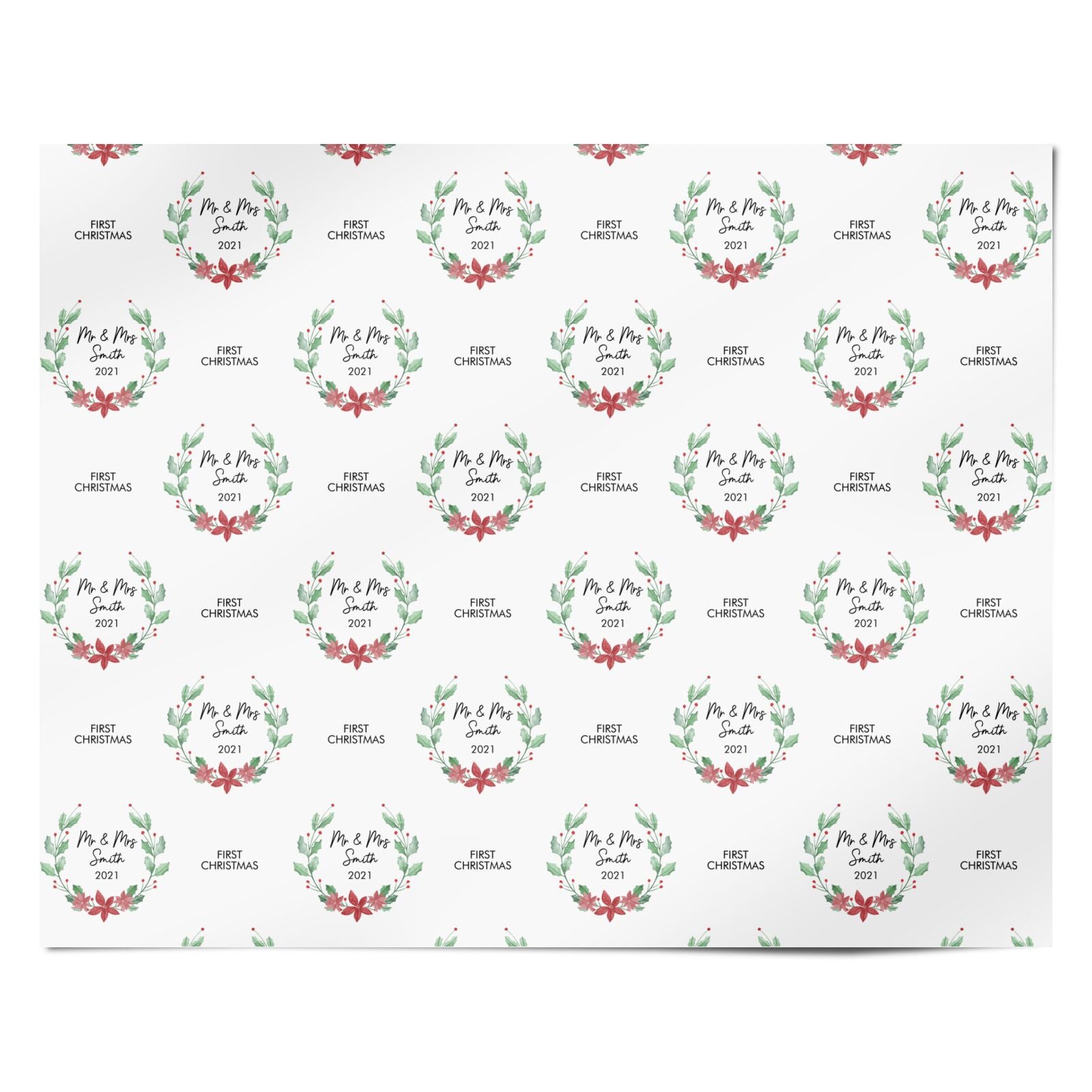 Personalised Couples Wreath Personalised Wrapping Paper Alternative