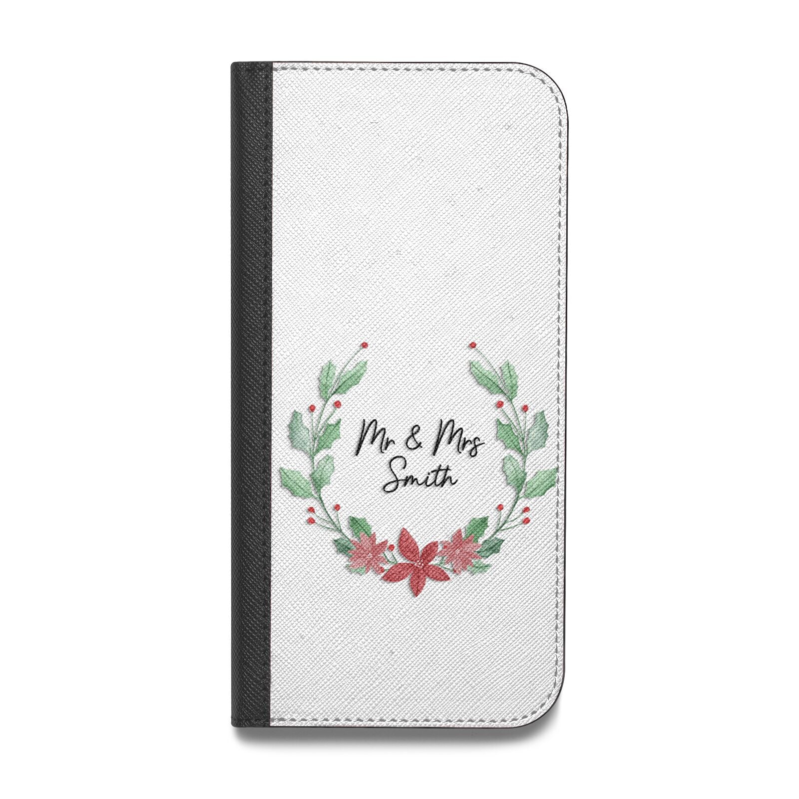 Personalised Couples Wreath Vegan Leather Flip Samsung Case