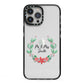 Personalised Couples Wreath iPhone 13 Pro Max Black Impact Case on Silver phone