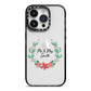 Personalised Couples Wreath iPhone 14 Pro Black Impact Case on Silver phone