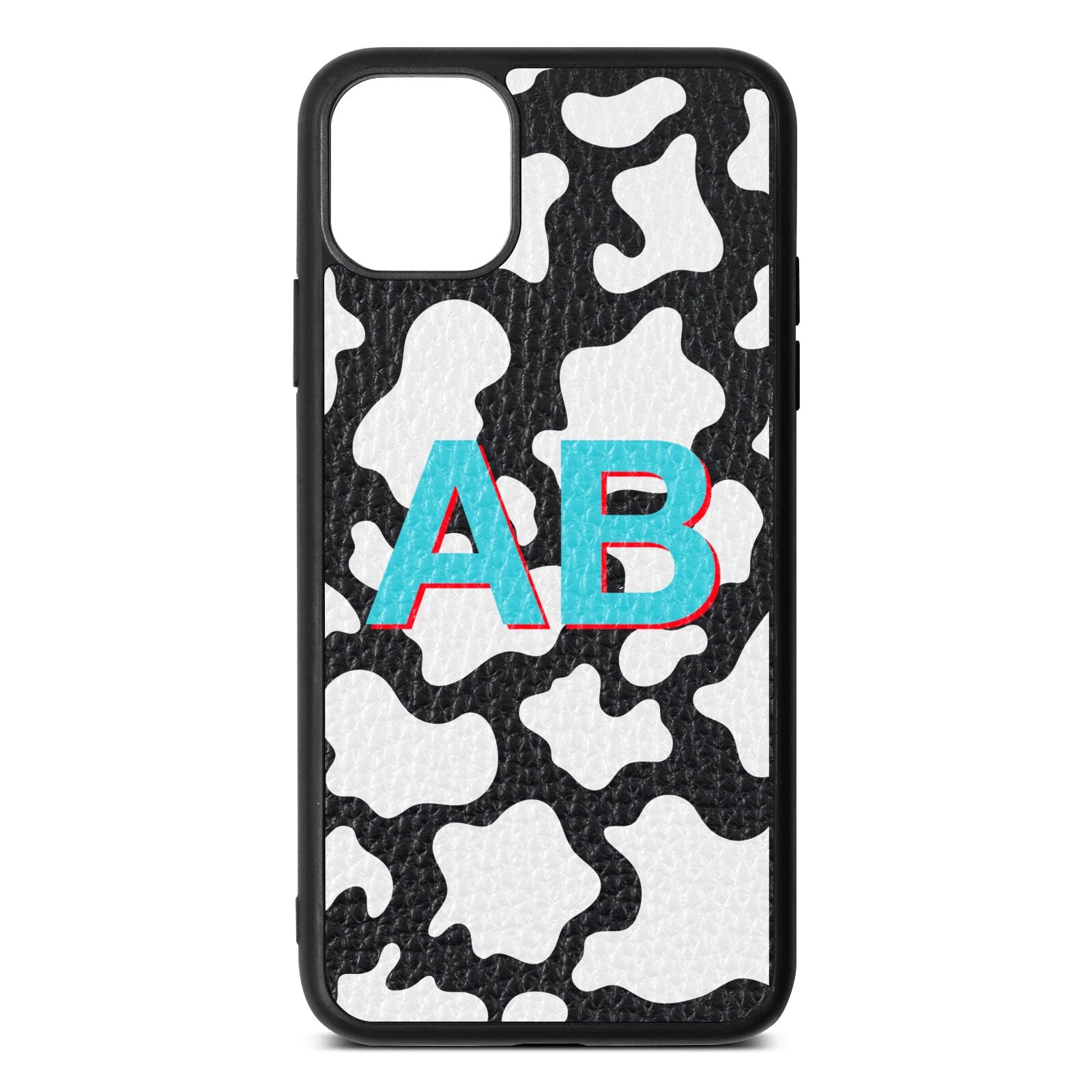 Personalised Cow Print Black Pebble Leather iPhone 11 Pro Max Case