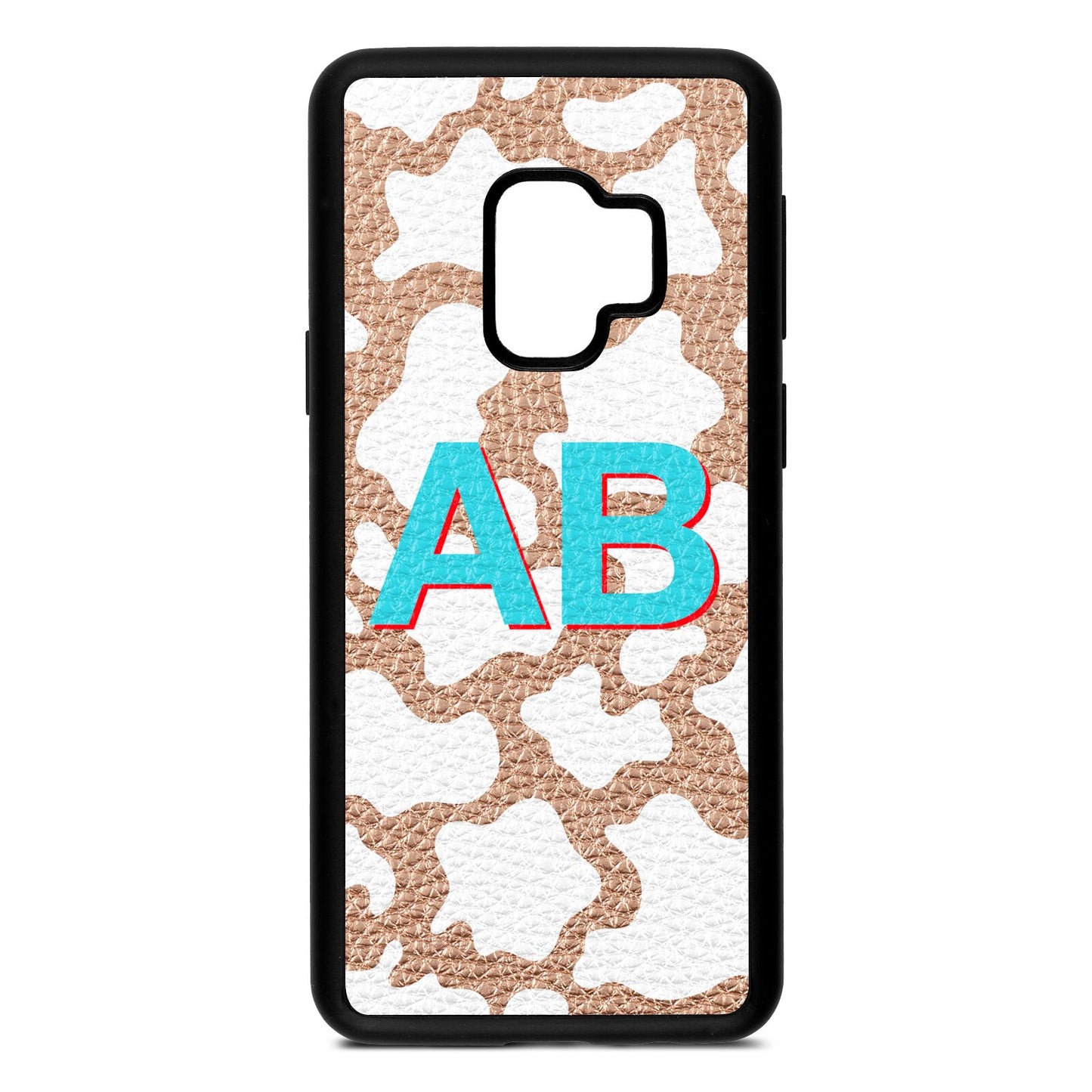 Personalised Cow Print Rose Gold Pebble Leather Samsung S9 Case