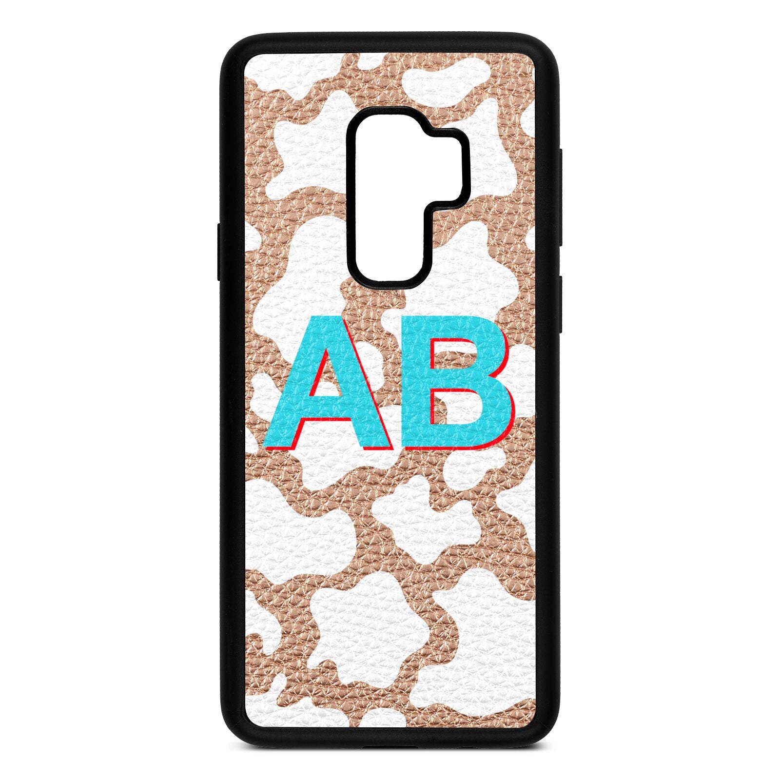 Personalised Cow Print Rose Gold Pebble Leather Samsung S9 Plus Case