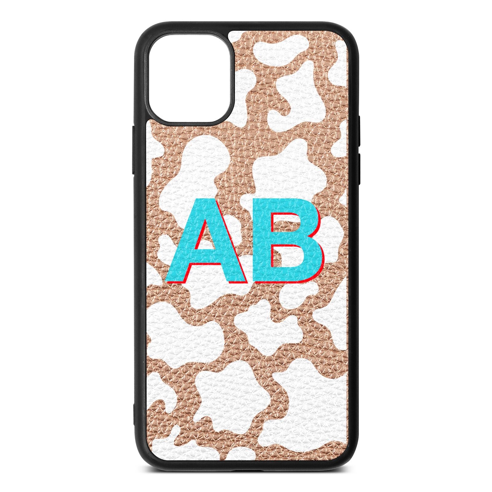 Personalised Cow Print Rose Gold Pebble Leather iPhone 11 Pro Max Case