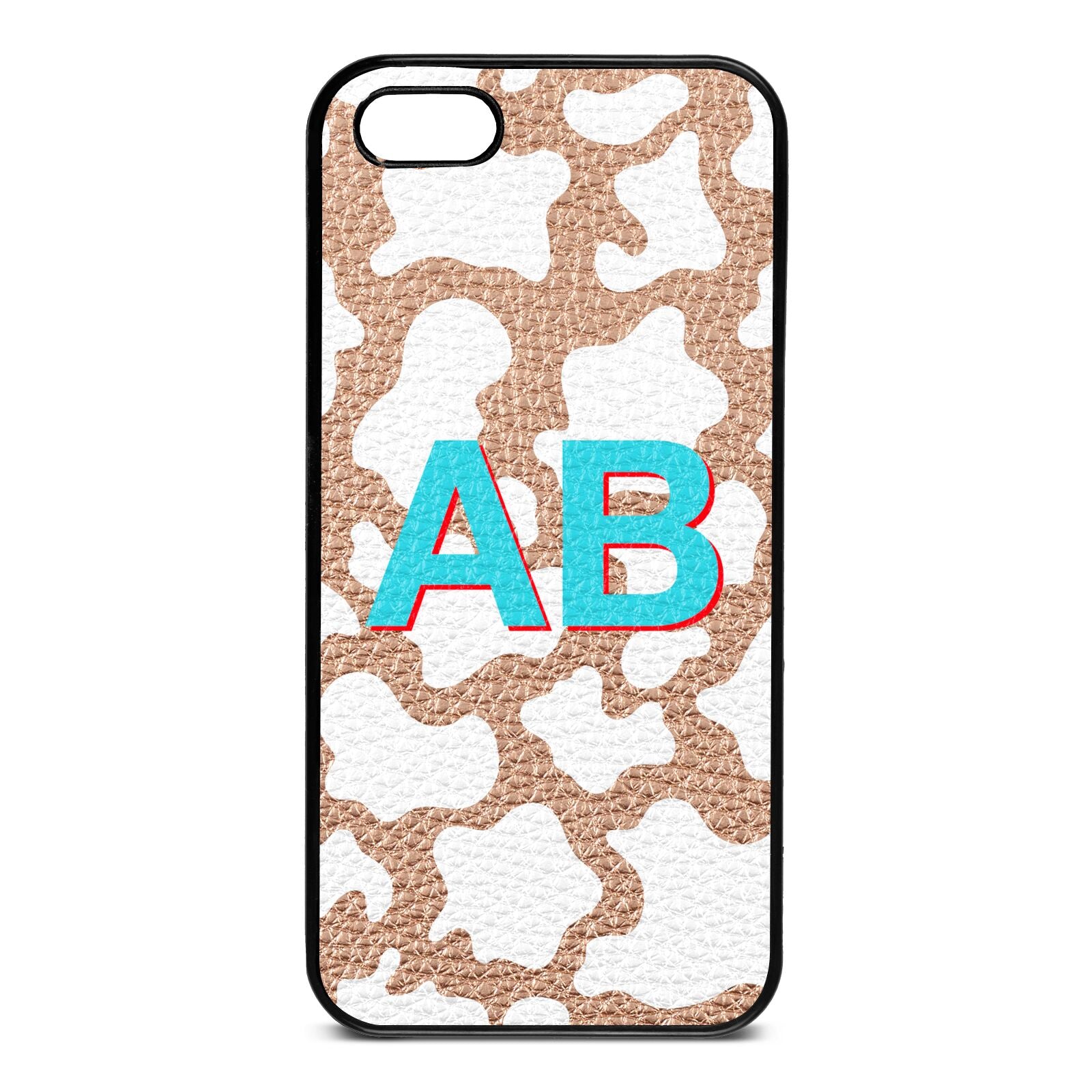 Personalised Cow Print Rose Gold Pebble Leather iPhone 5 Case