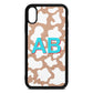 Personalised Cow Print Rose Gold Pebble Leather iPhone Xr Case