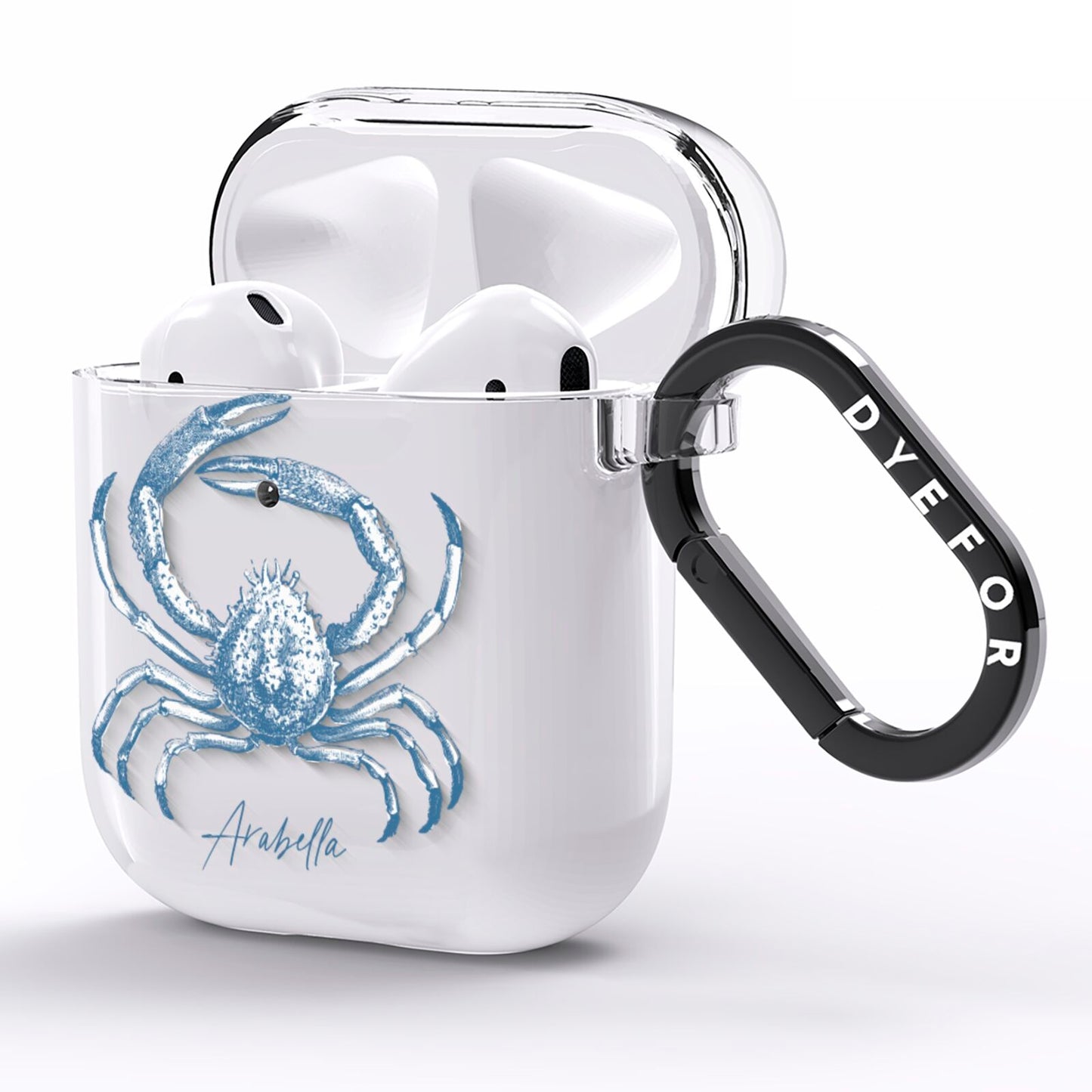 Personalised Crab AirPods Clear Case Side Image