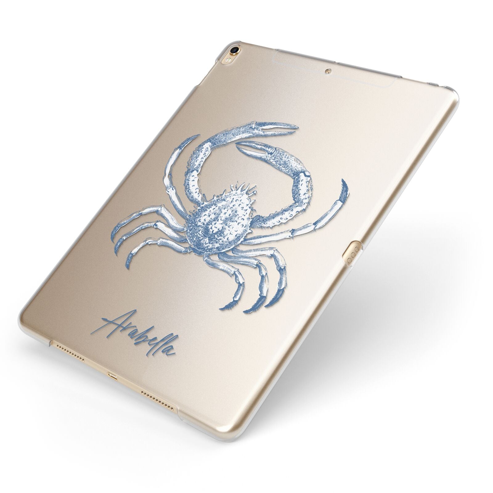 Personalised Crab Apple iPad Case on Gold iPad Side View