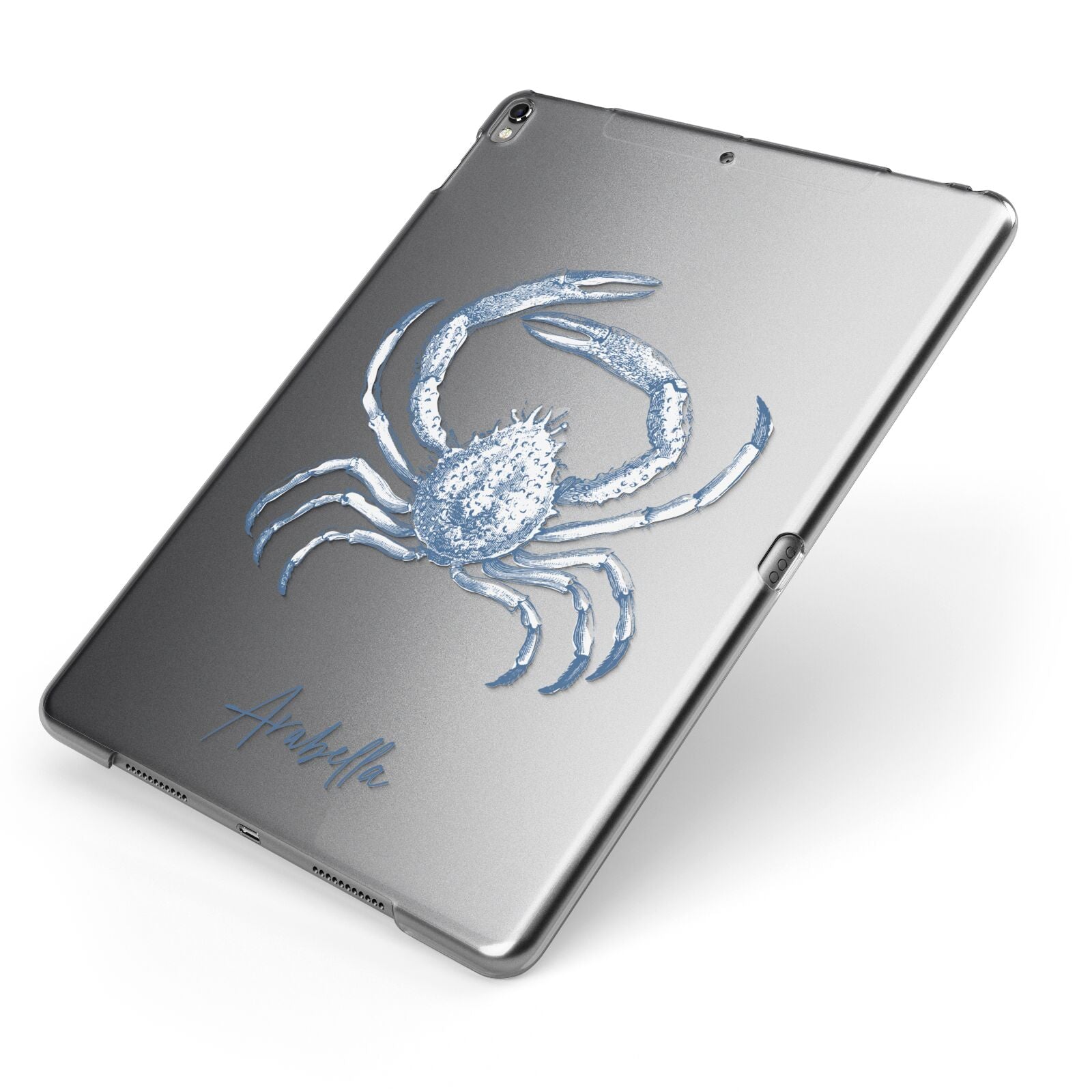 Personalised Crab Apple iPad Case on Grey iPad Side View