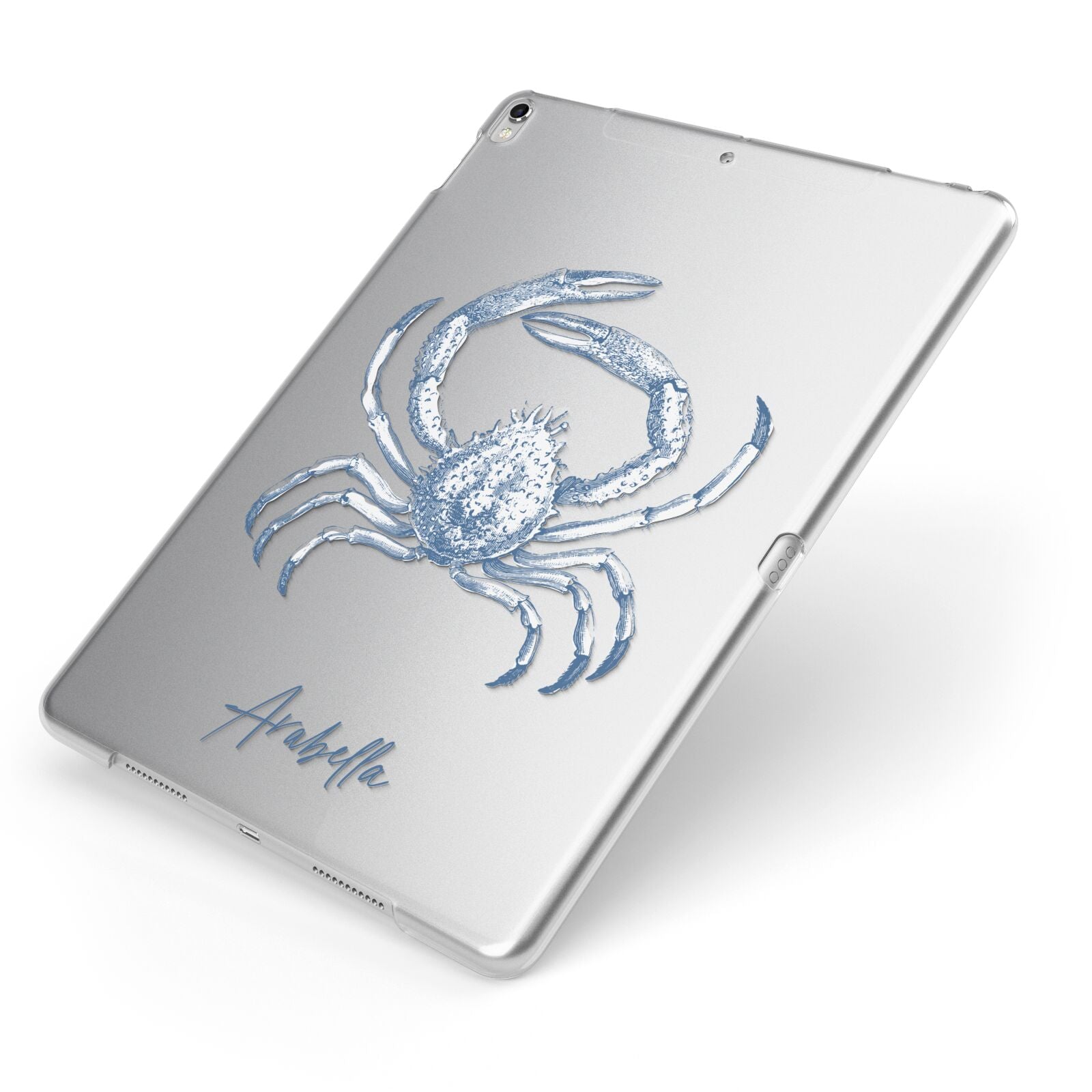 Personalised Crab Apple iPad Case on Silver iPad Side View