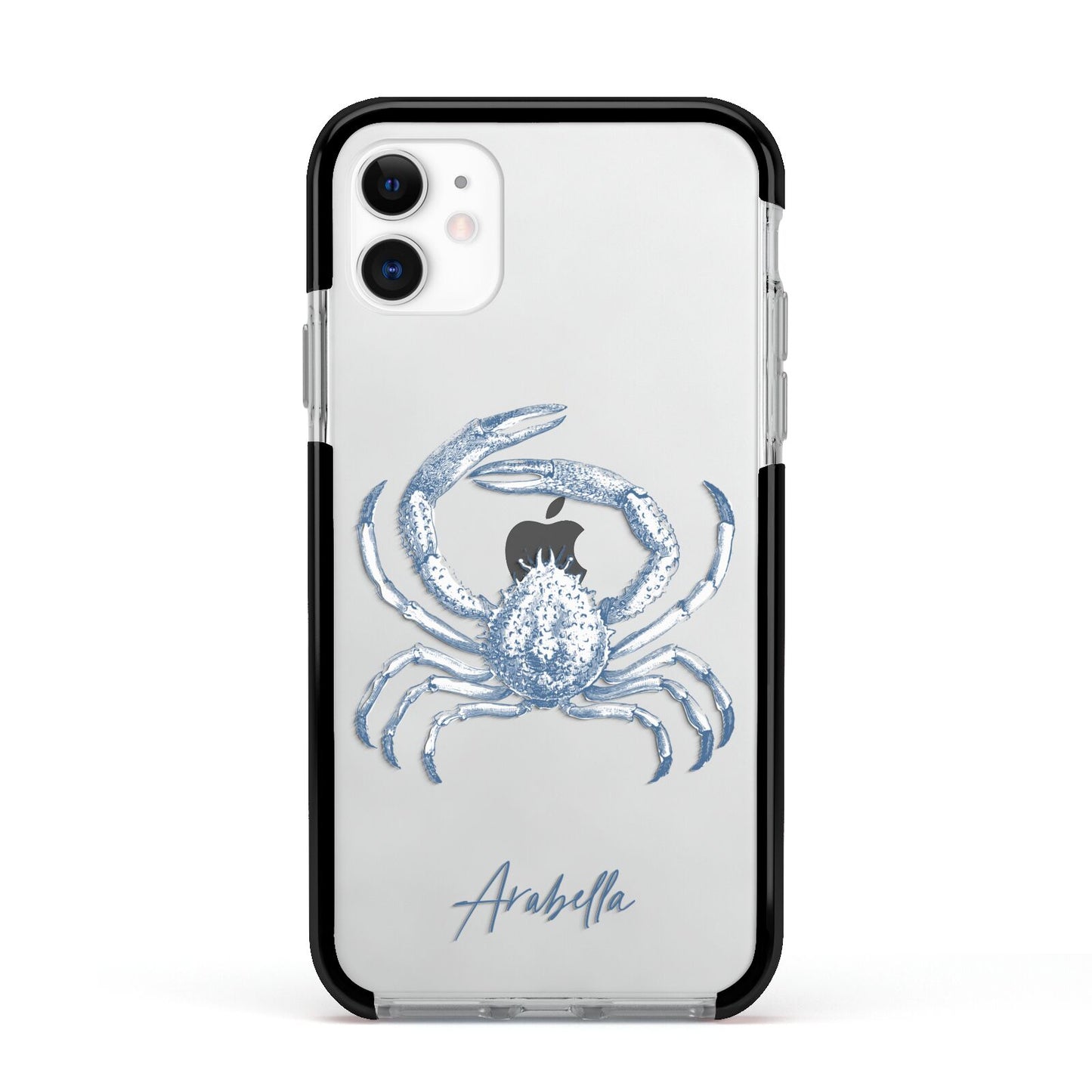 Personalised Crab Apple iPhone 11 in White with Black Impact Case