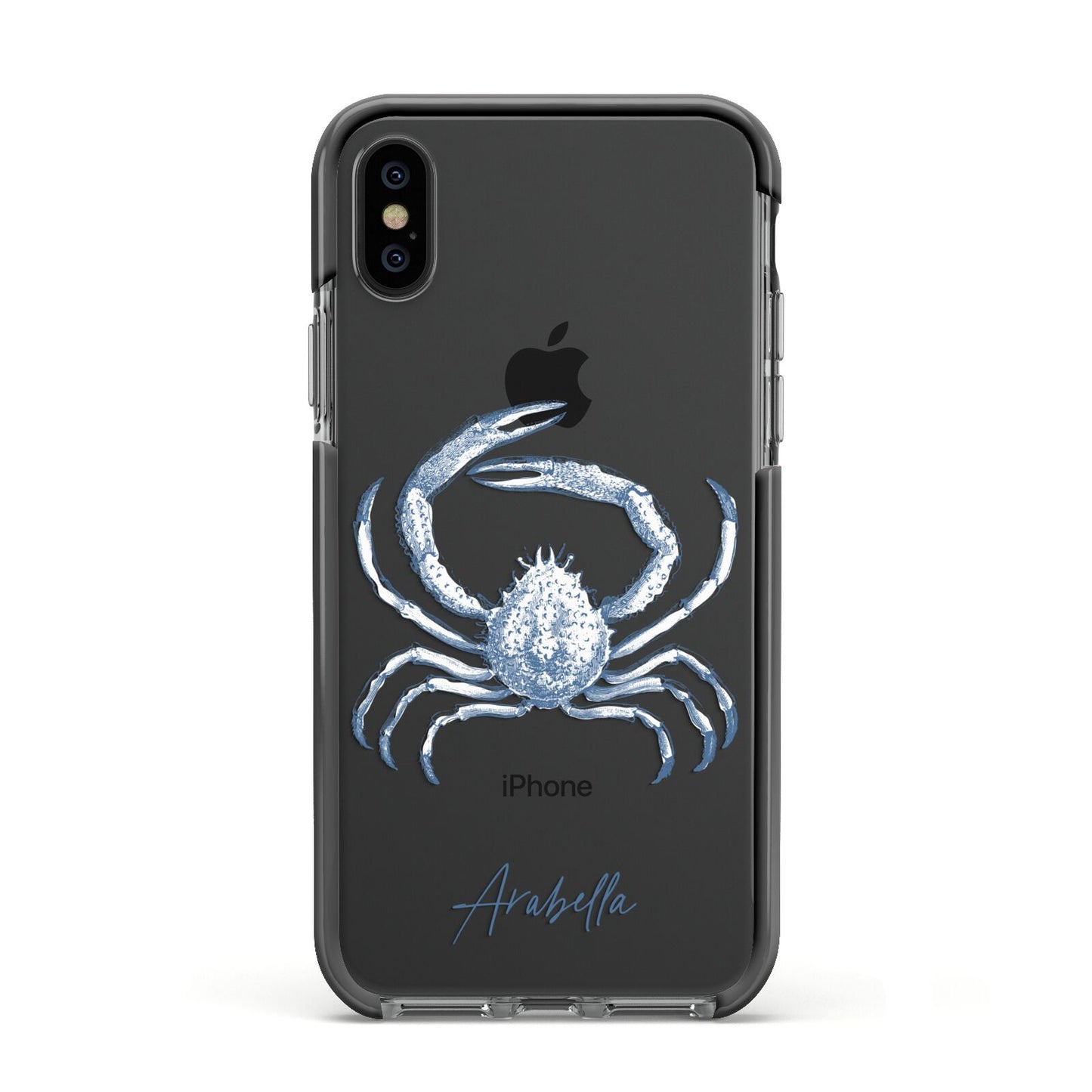 Personalised Crab Apple iPhone Xs Impact Case Black Edge on Black Phone