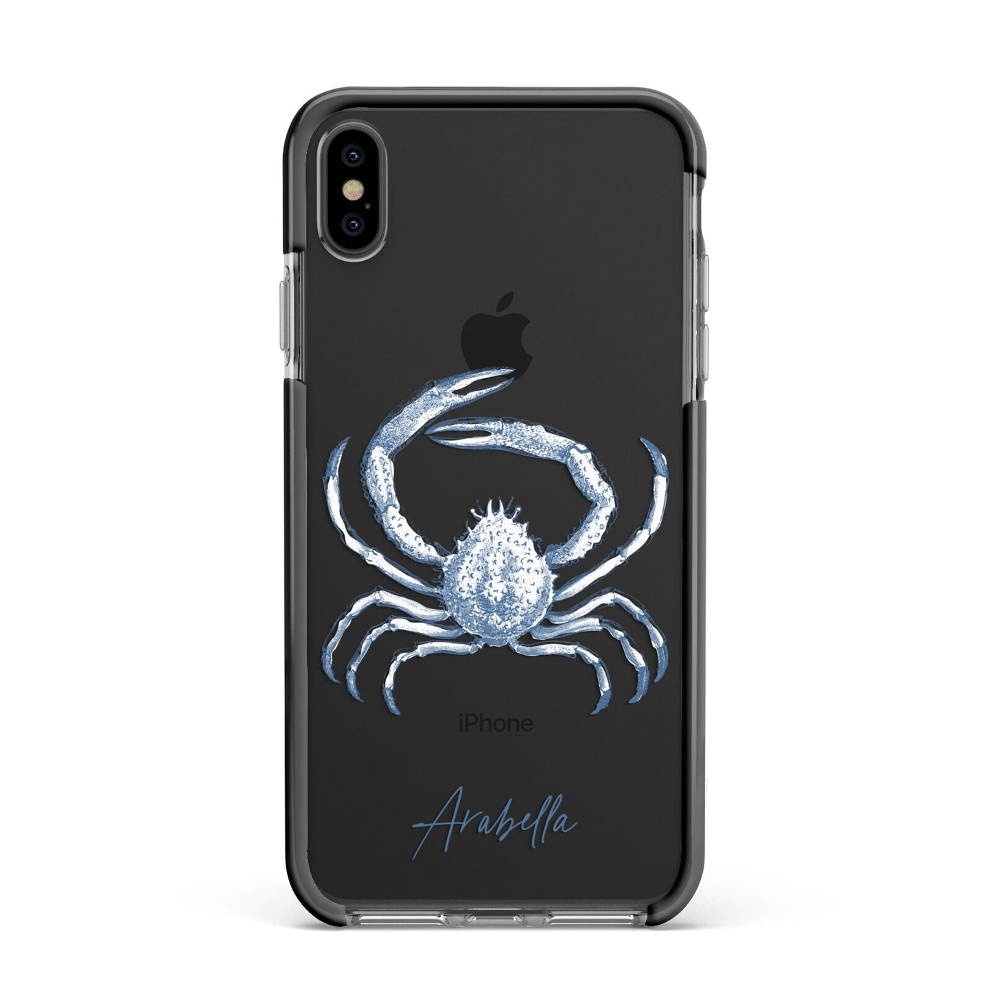 Personalised Crab Apple iPhone Xs Max Impact Case Black Edge on Black Phone