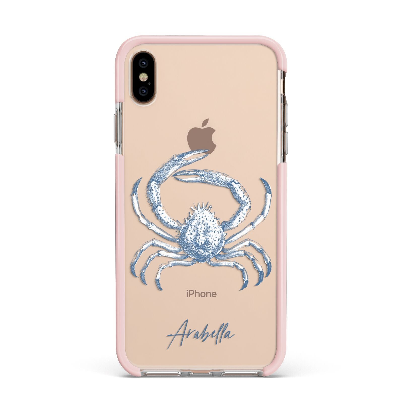 Personalised Crab Apple iPhone Xs Max Impact Case Pink Edge on Gold Phone