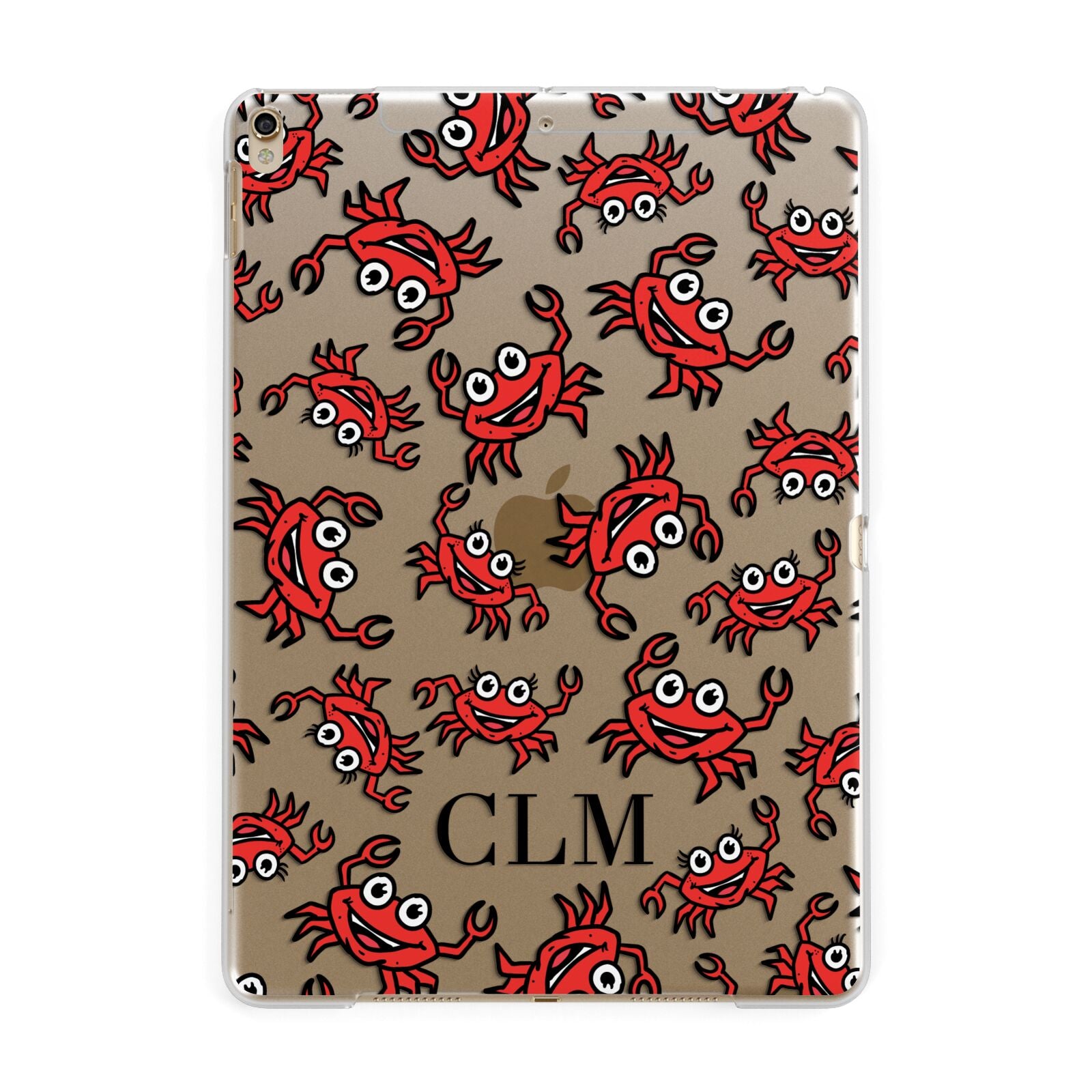 Personalised Crab Initials Clear Apple iPad Gold Case