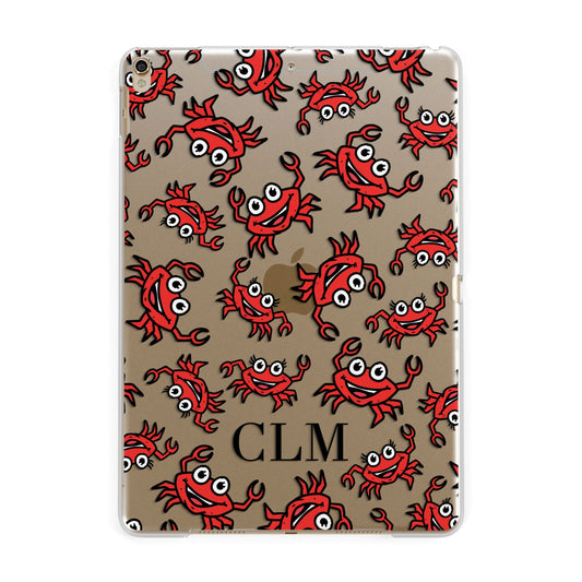 Personalised Crab Initials Clear Apple iPad Gold Case
