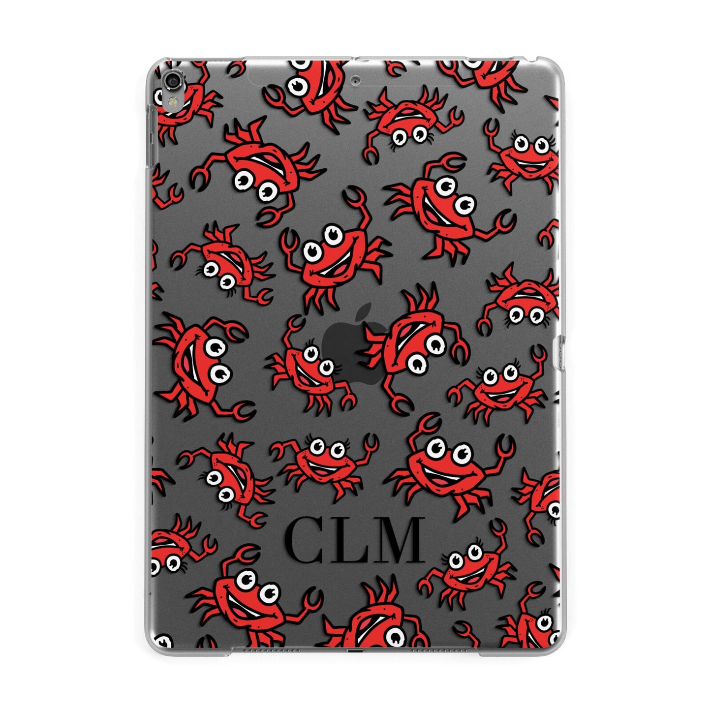 Personalised Crab Initials Clear Apple iPad Grey Case