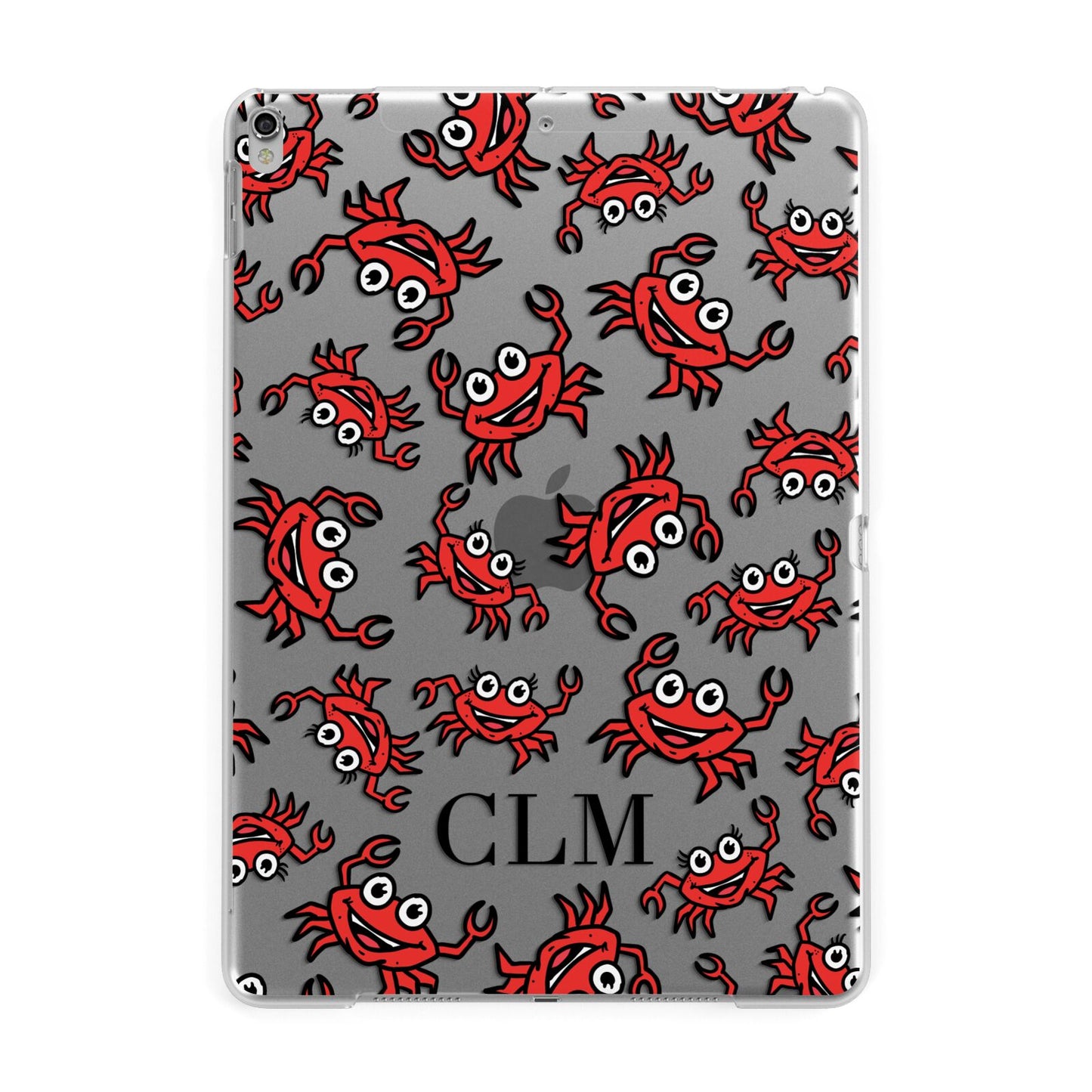 Personalised Crab Initials Clear Apple iPad Silver Case