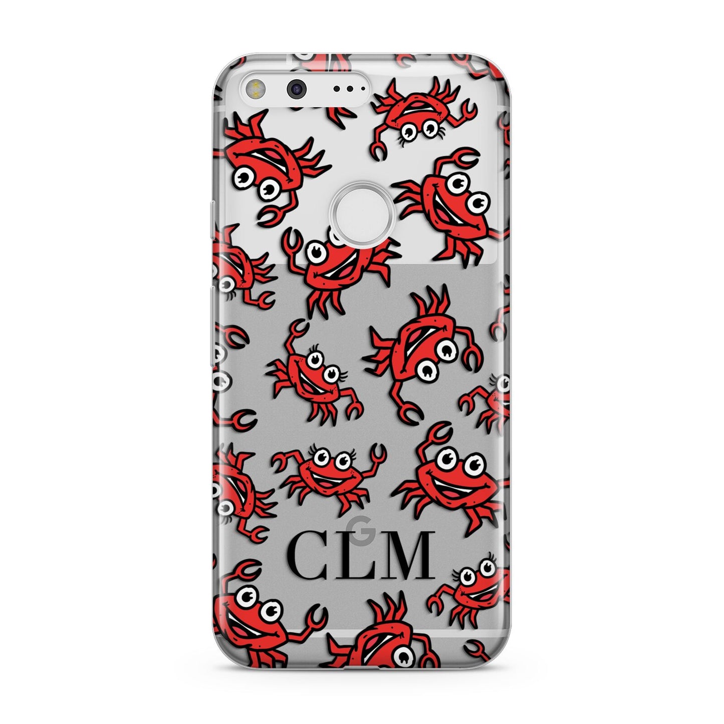 Personalised Crab Initials Clear Google Pixel Case