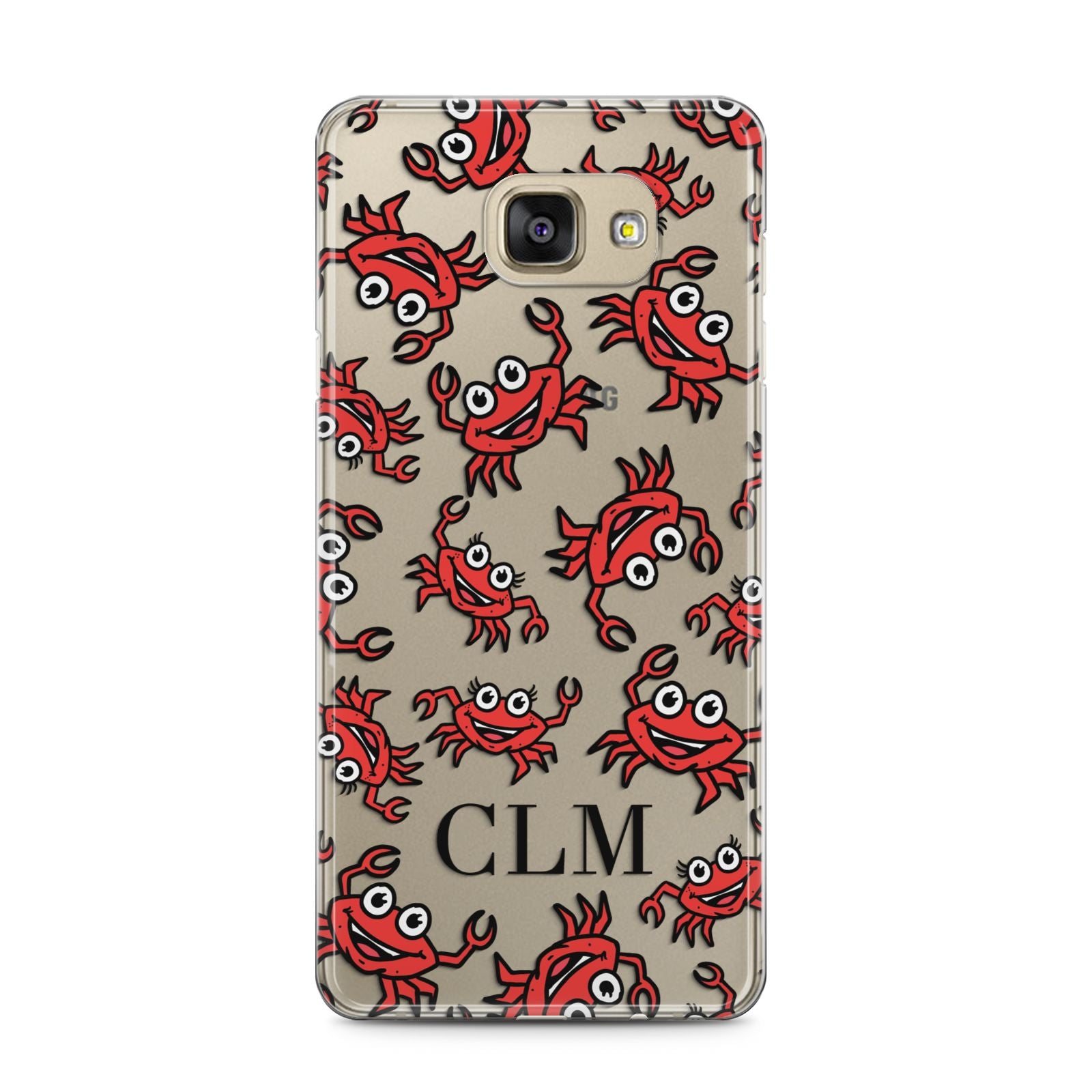 Personalised Crab Initials Clear Samsung Galaxy A5 2016 Case on gold phone