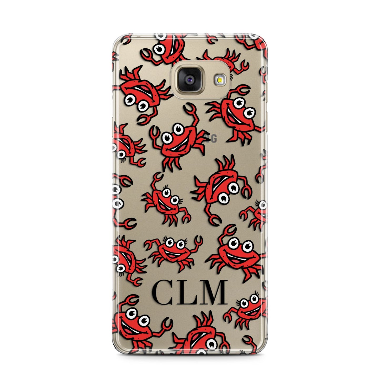 Personalised Crab Initials Clear Samsung Galaxy A7 2016 Case on gold phone